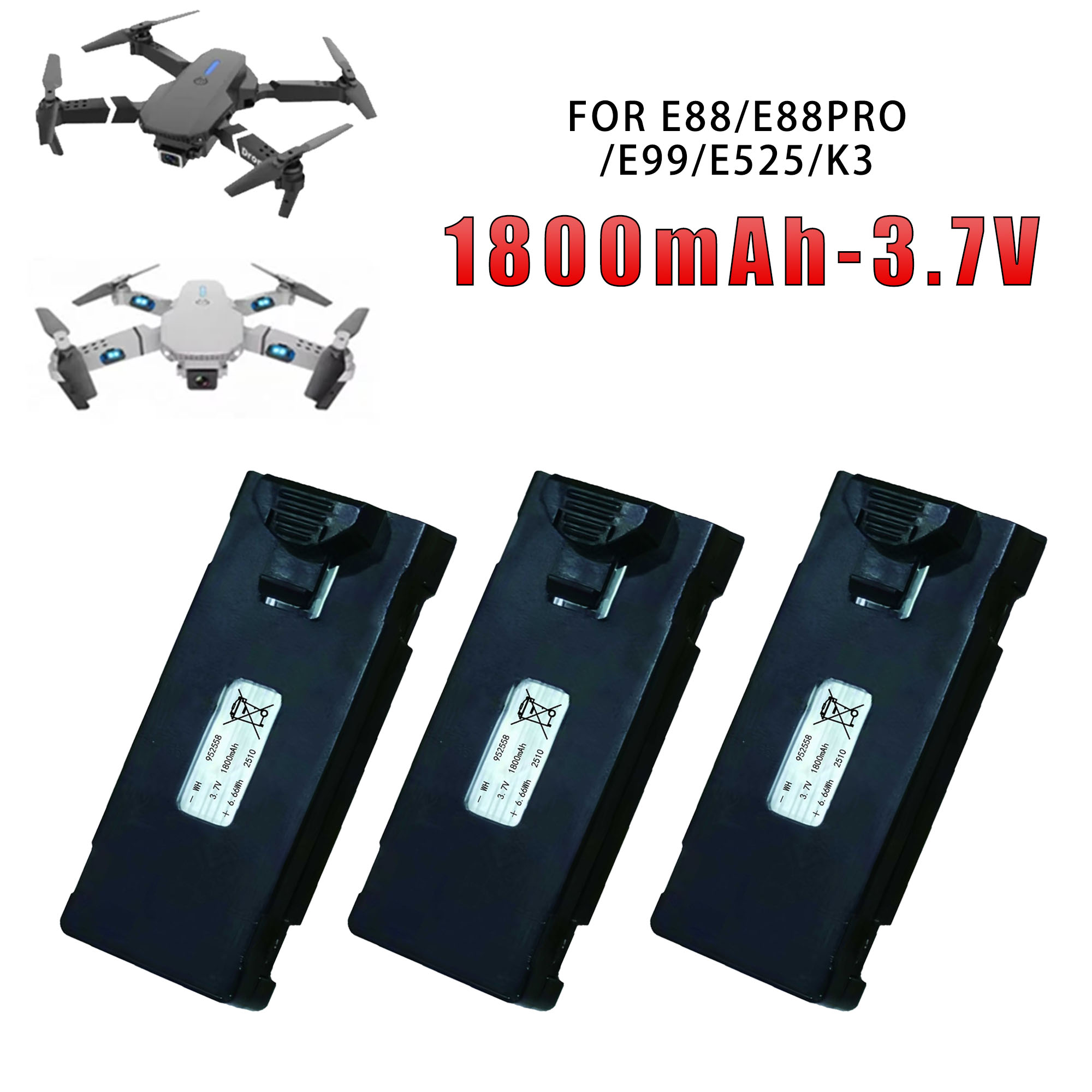 Eachine Drone E58 - E88 3.7V 1800mAh Originele fabrieks E88/E99/E525/K3